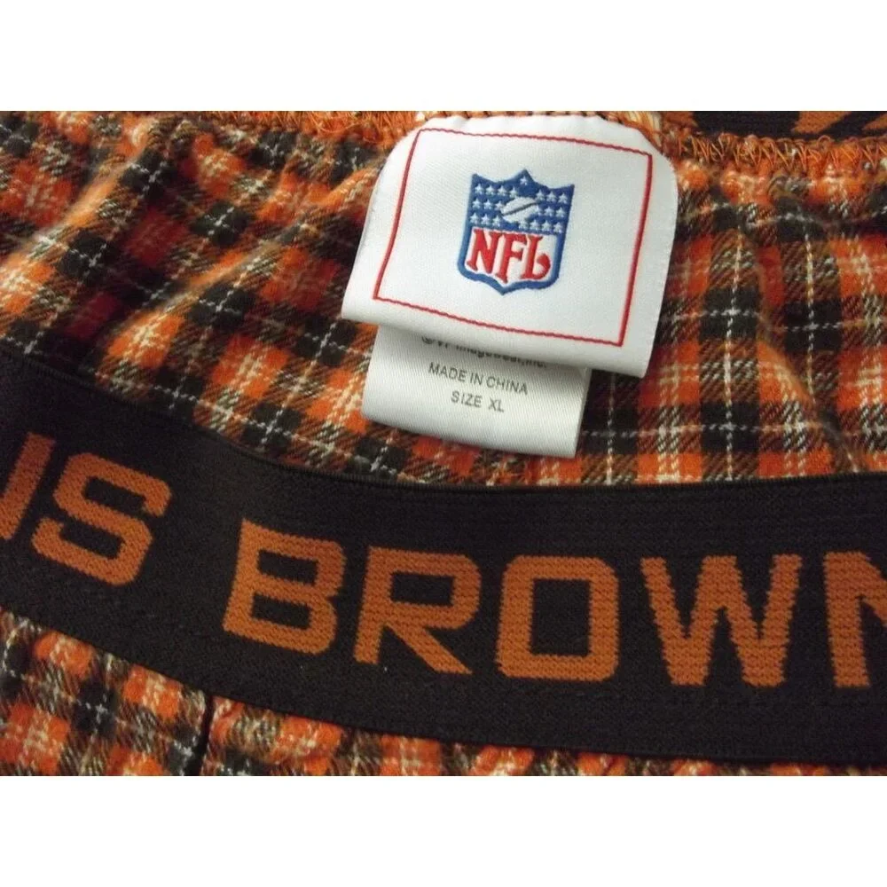 NFL Cleveland Browns Pajama Pants Mens XL flannel orange black plaid classic
